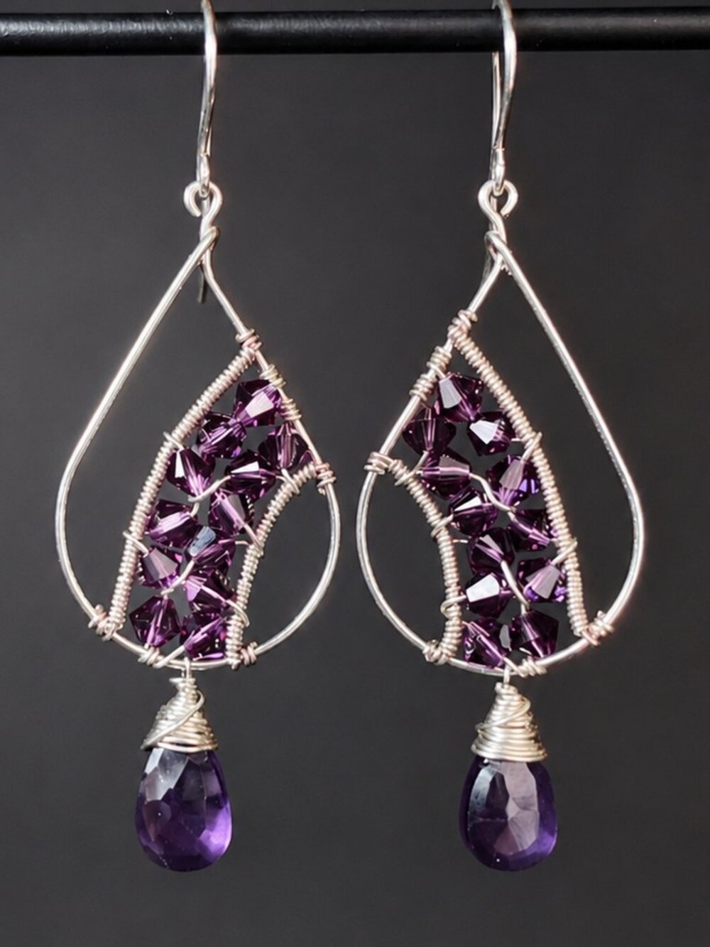 Amethyst, Sterling Silver & Swarovski Earrings